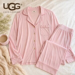 UGG Blush Pink Pajama Set Large Soft Knit Lounge Sleepwear Coquette Soft